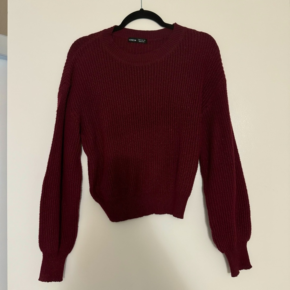 maroon shein knitted top